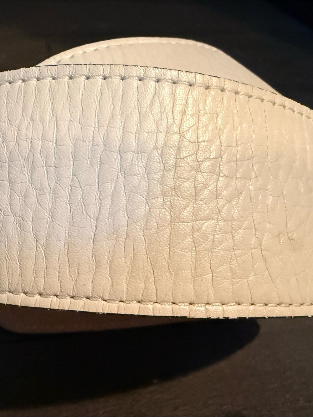 GORGEOUS!!π₯ STREETS AHEAD IVORY 2" LEATHER BRASS/SILVER PLATE BELT SIZE M - Picture 3 of 10